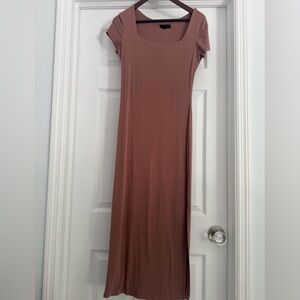 See You Monday (New) Pink Sheath Maxi Dress Casual Scoop Neck. Never worn.
